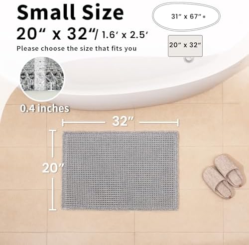 Waffle Bath Mat, Boho Bathroom Rugs Non Slip Washable - Image 2
