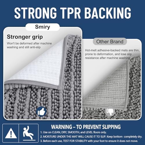 Smiry Bathroom Rugs 35X24, Extra Soft Rubber Backing Chenille Bath Mats - Image 3