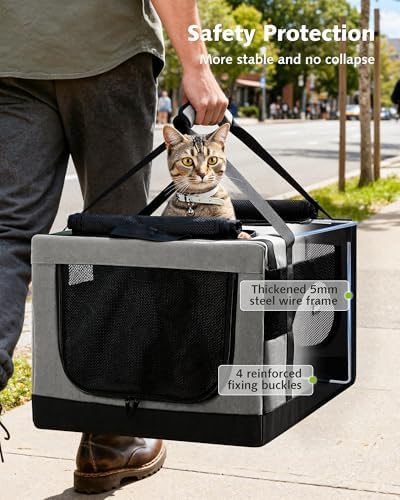 Pecute Large Cat Carrier, Soft Double Pet Crate - Image 2