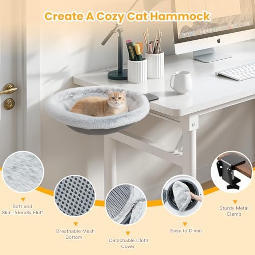 Pawaboo Cat Desk Bed, One-Click Foldable Sunken Cats Hammock up to 40lbs - Image 5
