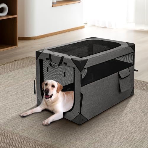 Zikopomi 30 Inch Portable Soft Foldable Dog Crate Dark Grey - Image 6