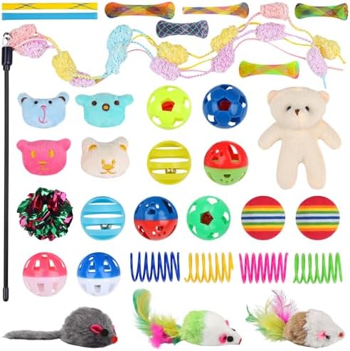 QUOZUO 30 Pcs Cat Toy Kitten Toys Set, Interactive Cat Toy Wand Cat Springs - Image 2