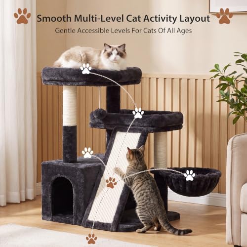 Heybly Compact Cat Tree with Big Scratcher, Stable Cat Tower HCT206SG - Image 7