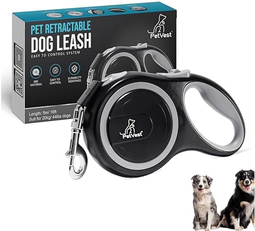 Retractable Dog Leash – Extendable up to 16 FT, Heavy Duty Nylon Tape, by PetVest