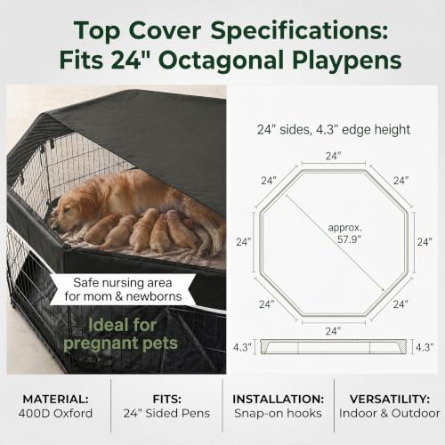 PJYuCien Puppy Playpen with Top Cover & Bottom Pad, 8 Panels 30" H - Image 6