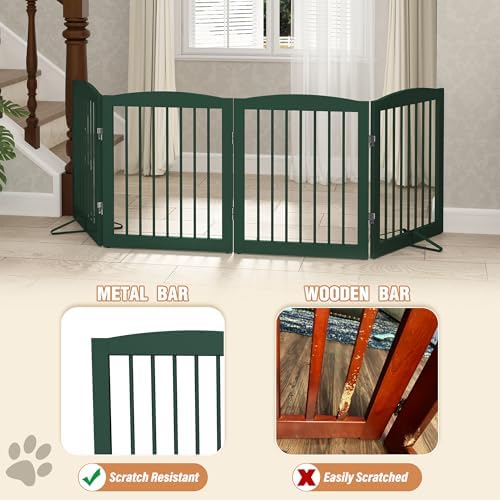PUPETPO Freestanding Pet Gate for Dogs, Foldable Wooden Dog Gate for House - Image 4