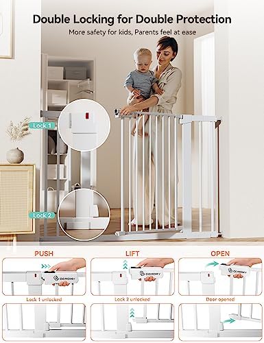 COMOMY 30" Tall Baby Gate for Stairs Doorways, Fits 29.5" to 46" Openings - Image 3