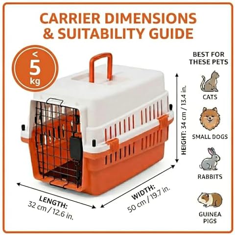 Hard-Sided Pet Carrier for Cats and Small Dogs, Portable Plastic Crate for Vet - Image 2