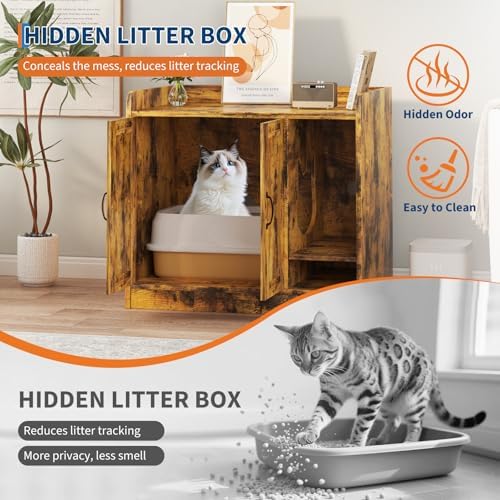 Cat Litter Box Enclosure, Hidden Litter Box Furniture - Image 5