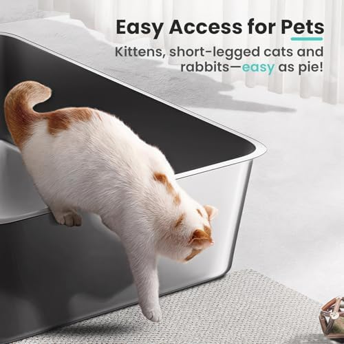 Stainless Steel Cat Litter Box, 17.7"x13.8"x6" - Image 3