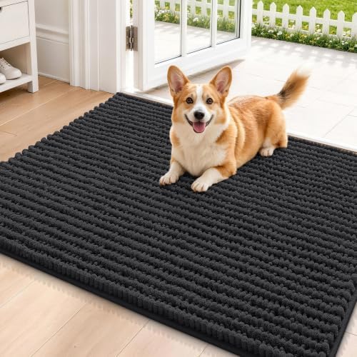 Smiry Dog Door Mat for Muddy Paws 36x24, Ultra Absorbent Chenille Doormat by Smiry