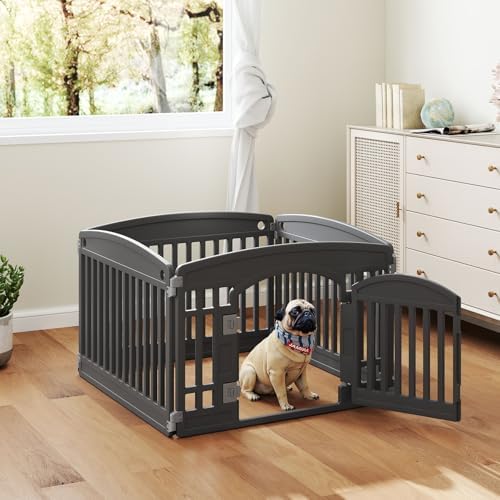 DUMOS Plastic Dog Playpen, 4 Panels 24 Inch Small Pet Fence Play Pen - Image 2