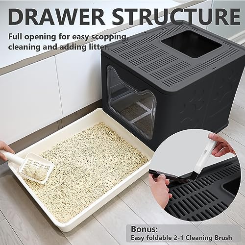 Foldable Cat Litter Box with Lid, Enclosed Potty, Large Top Entry - Image 5