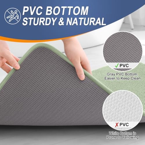 OLANLY Memory Foam Bathroom Runner Rugs 40x24, Absorbent Mat, Sage Green - Image 4