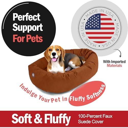 Majestic Pet 32 Inch Suede Calming Dog Bed Washable – Cozy Soft Round Dog Bed - Image 2