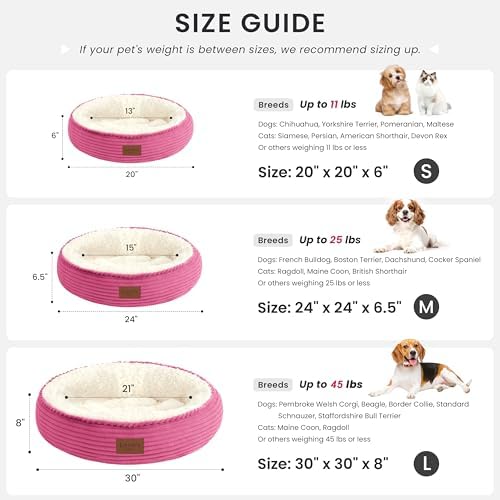 Love's cabin Round Donut Cat and Dog Cushion Bed, 20in Pet Bed - Image 4