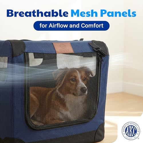AKC Soft-Sided Dog Travel Crate, Folding Portable Kennel - Image 4