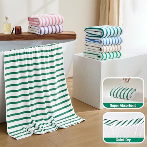 JML Microfiber Beach Towels, 6 Pack, Cabana Stripe Green - Image 4