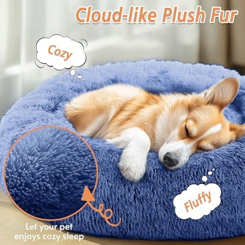 JOLLYVOGUE Calming Dog Beds Extra Large Sized Dog, 45in Donut Washable Large - Image 2