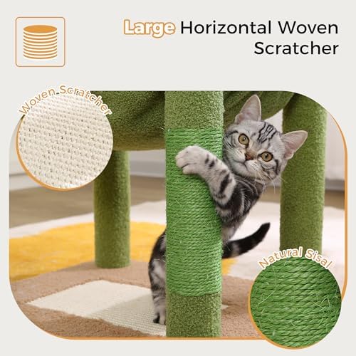 72" Cactus Cat Tree with Hammock & Scratcher Posts - Image 6