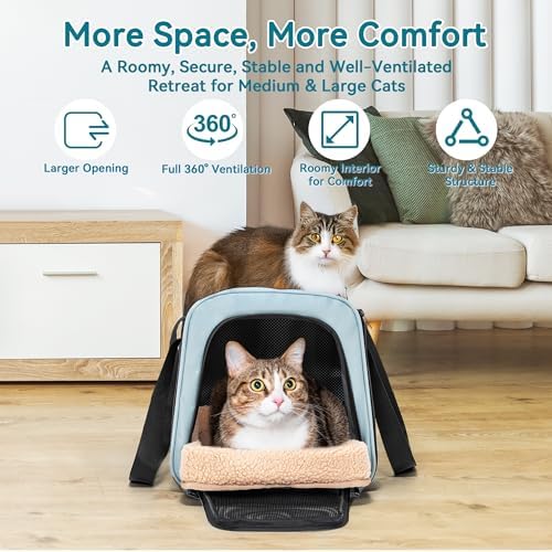 PETSFIT Large Cat Carrier with Patented Safety Buckles, Big Cats Up to 20 lb - Image 5