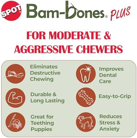 SPOT Bam-Bones Plus T-Bone Chew, Peanut Butter, - Image 3
