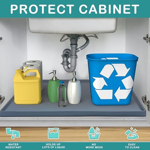 URMONA Waterproof Silicone Under Sink Mat, 16 x 10 in, Flexible Shelf Liner - Image 2