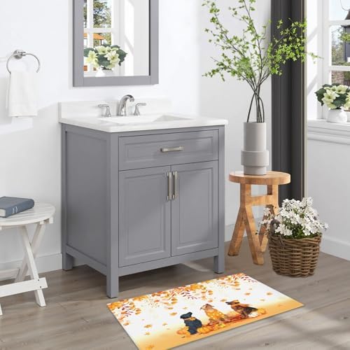 Giwawa Fall Dogs Bath Rug Autumn Leaves Bathtub Mat Non Slip Absorbent Holiday - Image 7