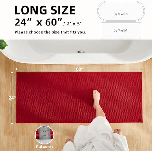 TYUU Christmas Bathroom Runner Rug, Long Bath Mat Washable Thin Quick Dry Low - Image 2