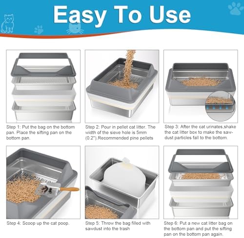 28''L×20''W×10''H XXXL Stainless Steel Sifting Litter Box - Image 5