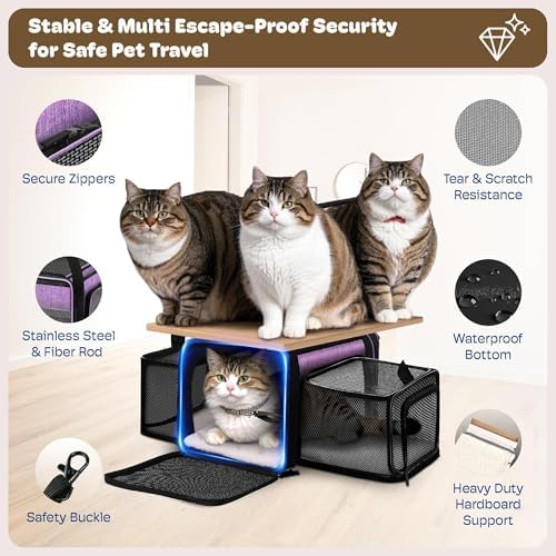 Top and 2 Sides Expandable Cat Carrier 18x11x11 TSA Airline Approved - Image 5