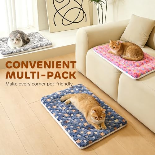 Mora Pets Cat Bed Ultra Soft Dog Crate Pad Star Print 2 Pack 18 inch Grey - Image 3