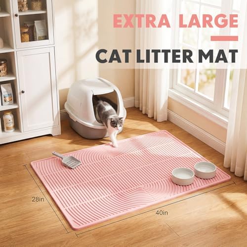 Pink 40"x 28" Cat Litter Mat Extra Large Waterproof Litter Box Mat Kitten Pet - Image 2