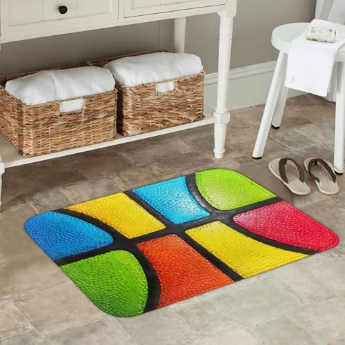 Colorful Basketball Texture Bath Mat 24x16 Inch Non-Slip Soft Microfiber - Image 2