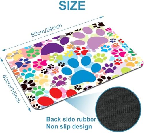 YISUMEI Colorful Dog Paw Print Bathroom Mat, Non-Slip Super Absorption Bath - Image 2