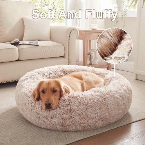 36 inches Faux Fur Fluffy Donut Dog Bed - Image 4