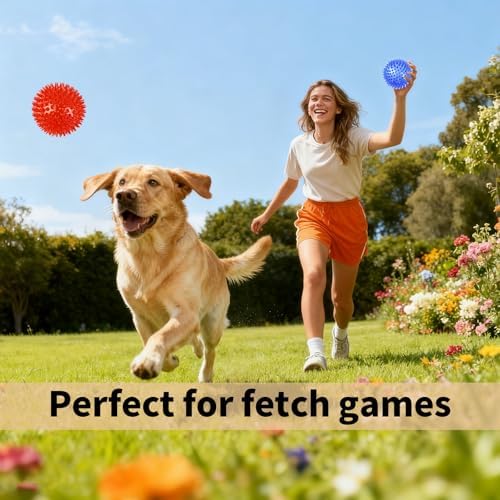 6 Pack Squeaky Spiky Dog Balls, Puppy Chew Toys - Image 5