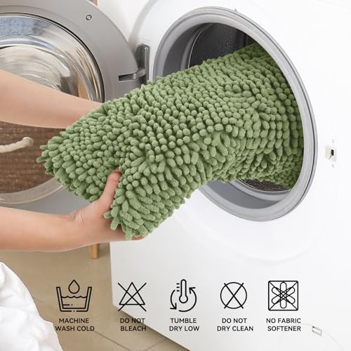 Bcoimo Bath Rug Mat, Sage Chenille High Absorbent Bathroom Mat - Image 6