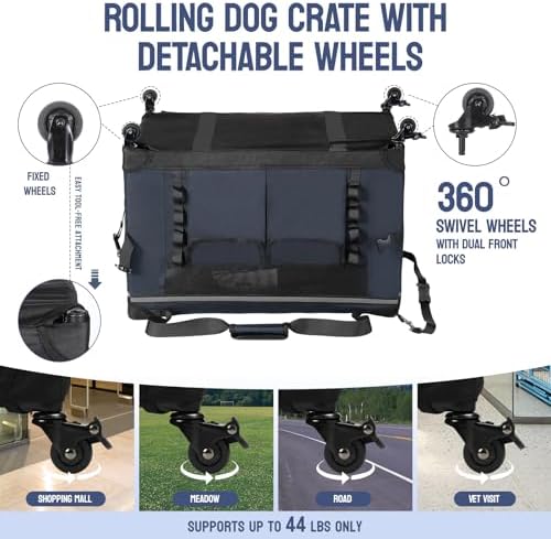 PEGIC 30" Collapsible Rolling Dog Crate - Image 4