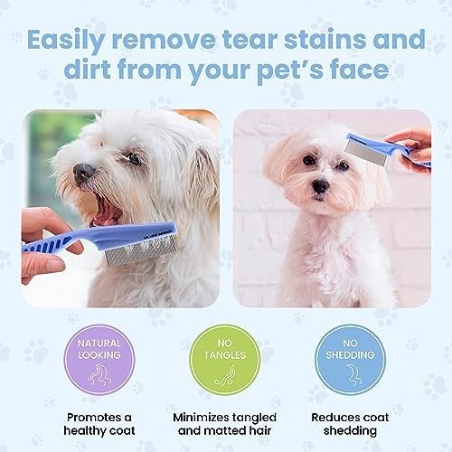 Tick & Flea Comb For Small Dogs, Fine Tooth Dog Face Brush For Tear Stains - Image 3
