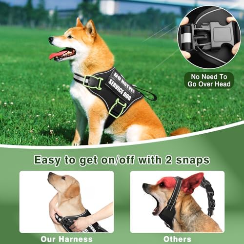 Service Dog Vest Harness and Leash Set+10 Patches, Easy Walk Black M - Image 3