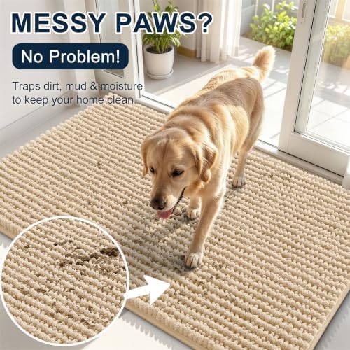 Smiry Dog Door Mat for Muddy Paws 59x35, Ultra Absorbent Chenille Doormat - Image 5