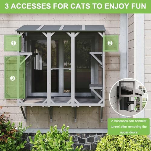 65.1" L Window Catio with 4 Jump Platforms, Mosquito-Proof Cat Window Box - Image 5