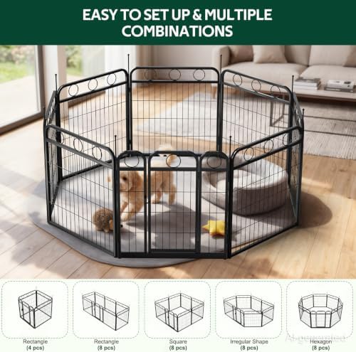 Dog Playpen Indoor Outdoor, 24 Inch 12 Panel Metal Dog Pen - Image 6