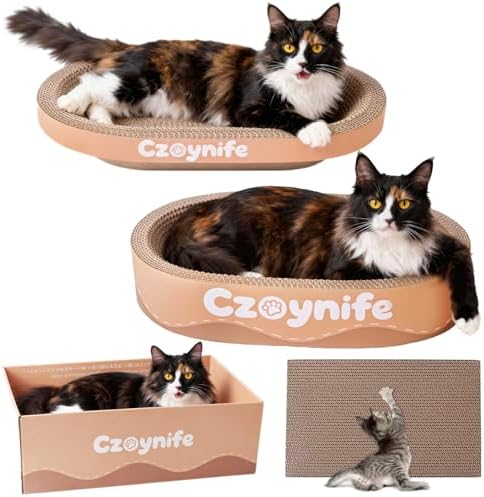 3PCS Cat Scratcher Cardboard, Oval Cat Scratch Pad Bowl Nest - Image 2
