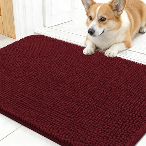 OLANLY Dog Door Mat for Muddy Paws 24x16, Super Absorbent Chenille Mud Mat by OLANLY