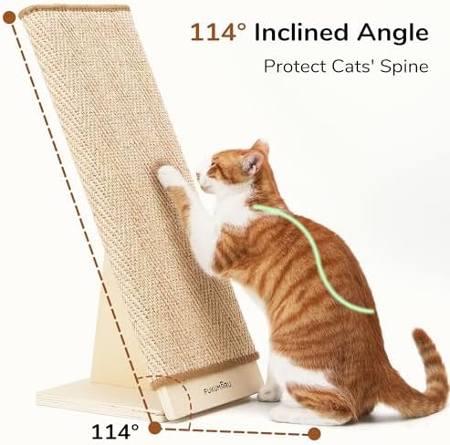 FUKUMARU Sisal Cat Scratcher Ramp Wood Cat Scratching Post L Shape Wall - Image 2