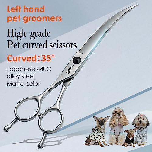 Professional Left Handed Curved Dog Grooming Scissors - Image 6
