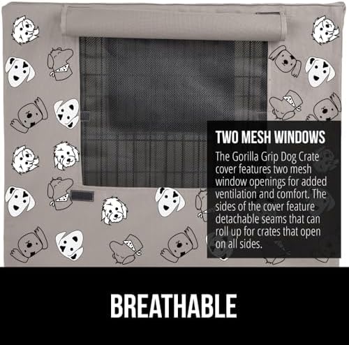 GORILLA GRIP Dog Crate Covers, Wire Kennel Topper, 36 in, Taupe Dogs - Image 4