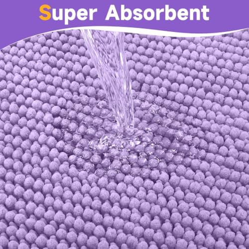 Ophanie Purple Toilet Rugs U-Shaped 24x20, Soft Chenille Contour Bath Mat - Image 5